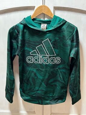 adidas Boys' Teal Green Graphic Hooded Sweatshirt